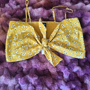 Bardot floral tie front crop top